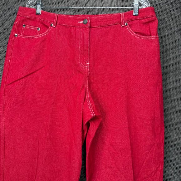 Ruby Rd. Petite Womens Size 16P Red Denim Capri Pants Mid-Rise Stretch Casual - Picture 9 of 9
